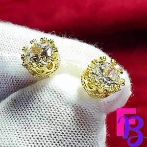 2 CTW 14k Yellow Gold Kings Crown Earrings